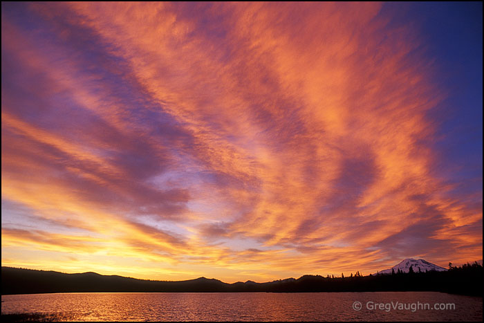 sunset over Lava Lake in the Cascade Mountains of Oregon